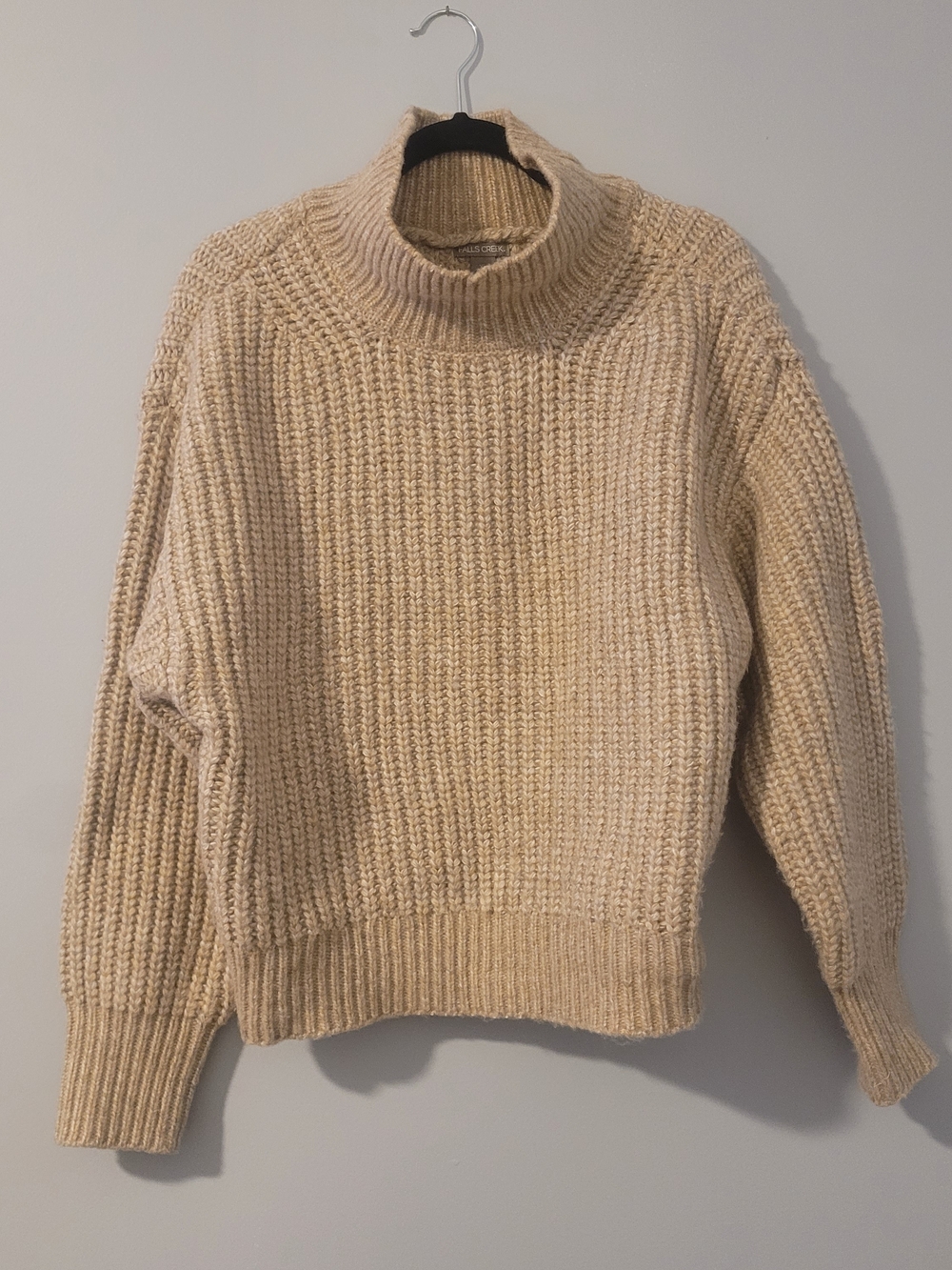 Falls Creek Beige Chunky Turtleneck Sweater
